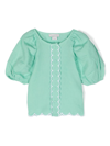Stella Mccartney Scallop-edge Linen Blend Shirt In Green