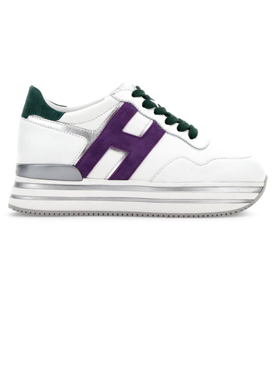 Hogan Sneakers  Midi H222 Greenvioletwhite In Green,violet,white