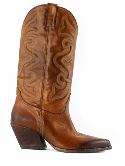 Elena Iachi Brown Leather Texan Boots