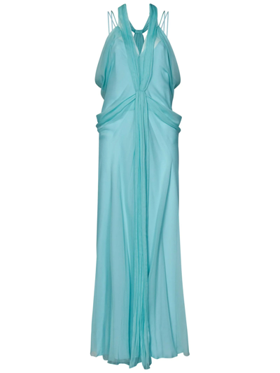 Alberta Ferretti Dress In Organic Silk Chiffon In Blue