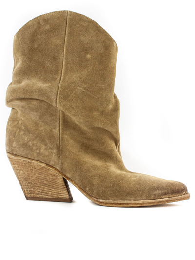 Elena Iachi Brown Suede Texan Ankle Boots In Marrone