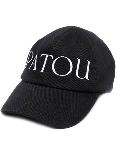 PATOU BLACK COTTON BASEBALL CAP