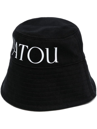 PATOU BLACK COTTON BUCKET HAT