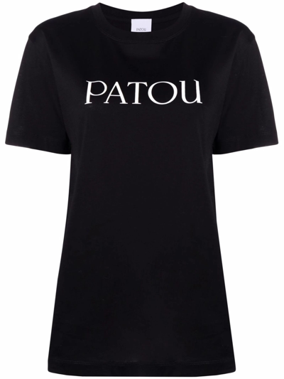 PATOU BLACK ORGANIC COTTON T-SHIRT