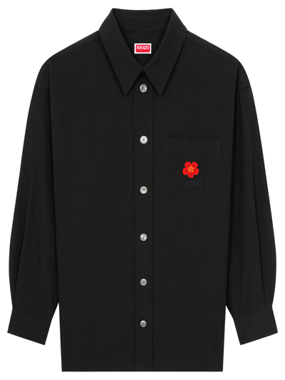 Kenzo Oversized Boke Flower Crest Shirt In Black