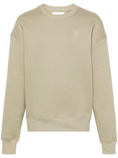 Ami Alexandre Mattiussi Ami De Coeur Embossed Sweatshirt In Green