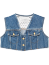 PHILOSOPHY DI LORENZO SERAFINI BLUE COTTON BLEND DENIM CROPPED GILET