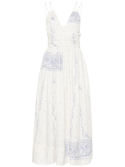 Philosophy Di Lorenzo Serafini Longuette Dress In Cotton Poplin In White