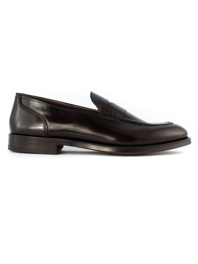 Doucal's Penny Loafer In Dark Brown Leather