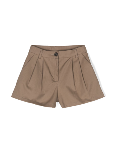 Douuod Kids' Pleated Tailored Shorts In Brown