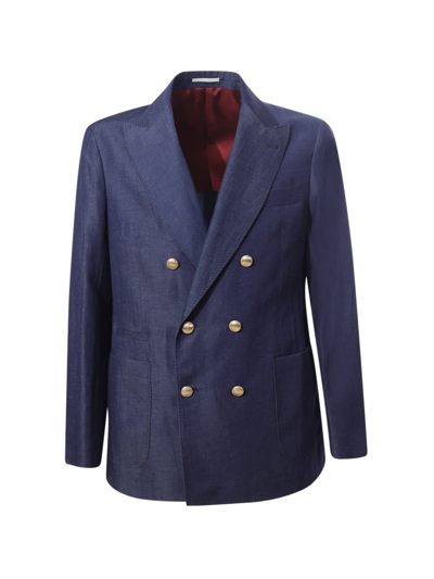 Brunello Cucinelli Double-breasted Jacket In Blue