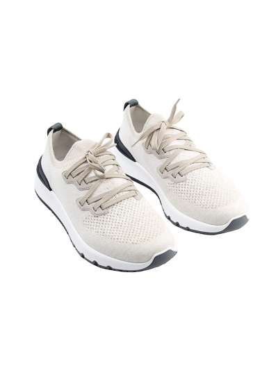 Brunello Cucinelli Cotton Chiné Knit Runners Sneakers In Beige