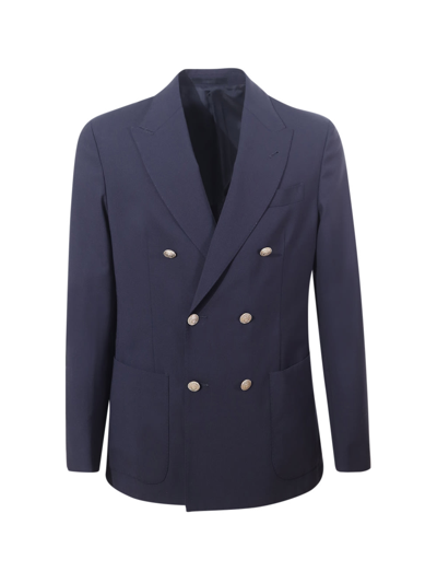 Eleventy Double-breasted Jacket In Blue