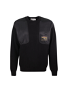 Moschino Logo Patch Crewneck Knitted Sweater In Black