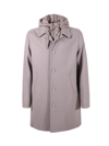 Herno Single-breasted Hooded Coat In Dove Grey