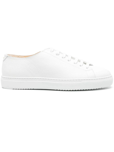 DOUCAL'S WHITE CALF LEATHER SNEAKERS