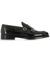 DOUCAL'S BLACK LEATHER POLISHED MONK SHOES
