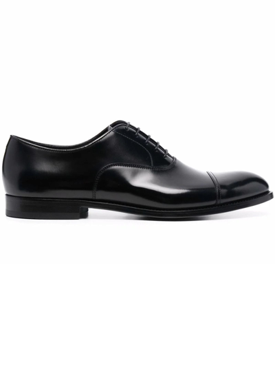 Doucal's Black Leather Lace Up Oxford Shoes