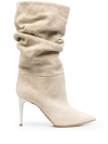 PARIS TEXAS BEIGE CALF LEATHER SUEDE ANKLE BOOTS