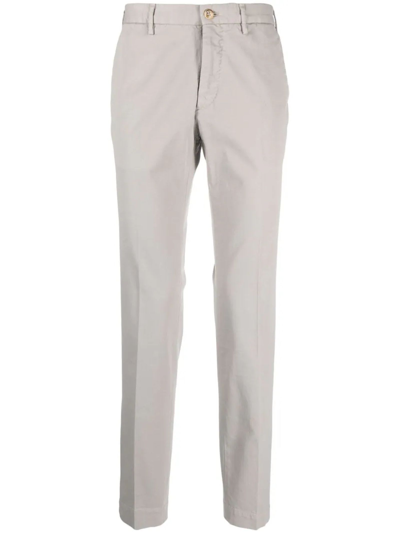 INCOTEX LIGHT GREY STRETCH-COTTON TROUSERS