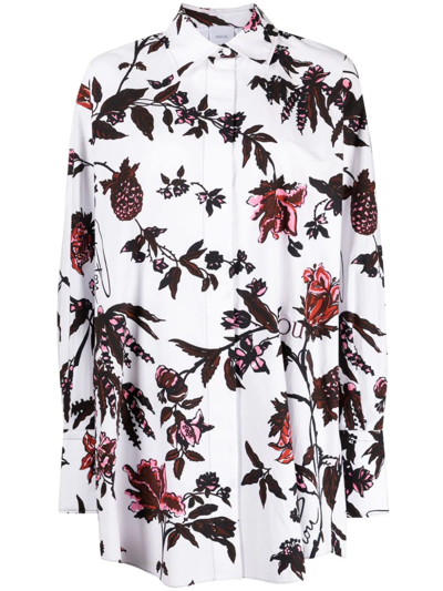 Patou Floral Mini Shirtdress In White