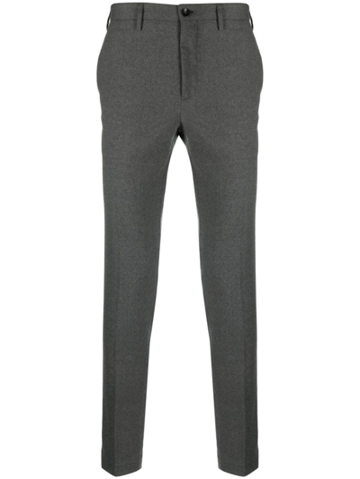 Incotex Straight-leg Pleated Wool-blend Flannel Trousers In Gray