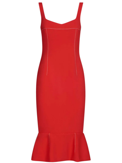 Marni Sweetheart-neck Peplum-hem Dress In Red