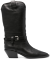 Ash Black Calf Leather Duran Boots In Black