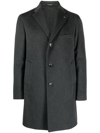 Tagliatore Single-breasted Virgin Wool Blend Coat In Grey