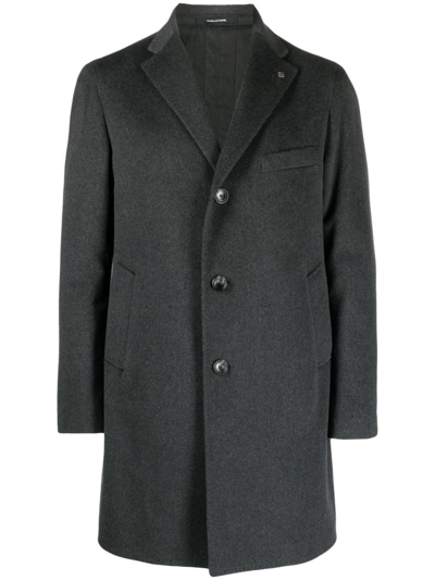 Tagliatore Single-breasted Virgin Wool Blend Coat In Grey