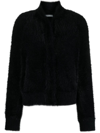 ALBERTA FERRETTI BLACK FAUX-FUR CARDIGAN