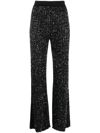 Missoni Sequin-embellished Crochet-knit Flared Pants In Black