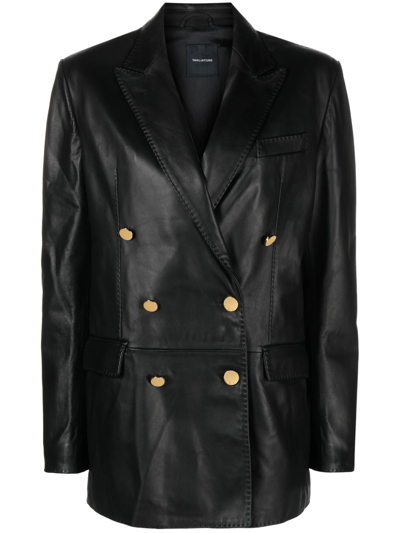 Tagliatore Josie Double-breasted Leather Blazer In Multicolor