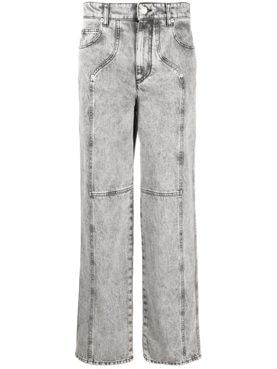 Marant Etoile Valeria Mid-rise Straight-leg Jeans In Light Grey