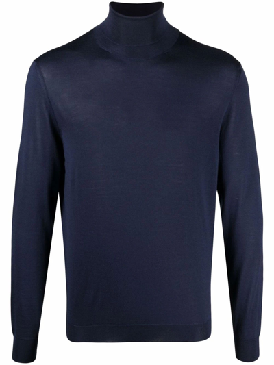 Drumohr Blue Merino Turtleneck Sweater