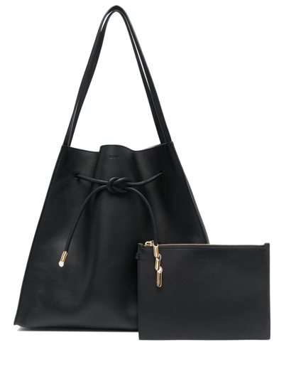 Lanvin Medium Sequence Leather Shoulder Bag In Black  