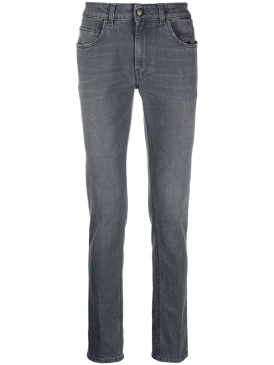Fay Mid-rise Stretch-cotton Tapered Jeans In Grey