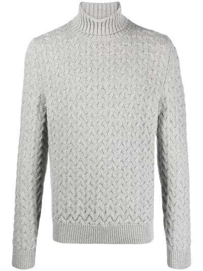 Fedeli Cable-knit Wool Blend Jumper In Grey