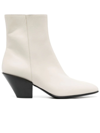 Roberto Festa Allyk 80mm Leather Ankle Boots In Bone
