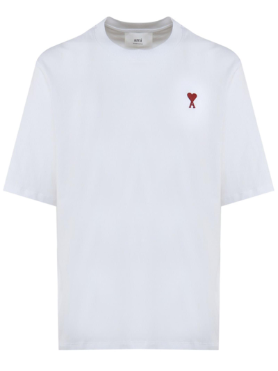 Ami Alexandre Mattiussi Ami De Caur-logo Organic-cotton Jersey T-shirt In White
