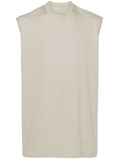 Rick Owens Basic Sleeveless Cotton T-shirt In Grey