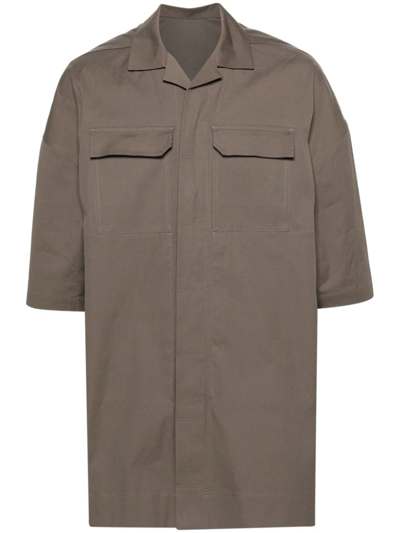 Rick Owens Strap-detail Shirt With Classic Collar For Men In Brown
