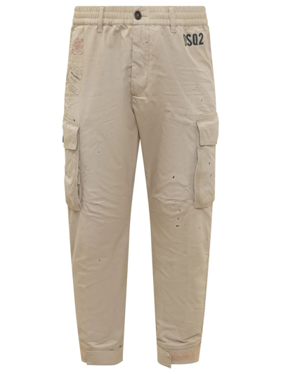 Dsquared2 Cotton Twill Chinos In Beige