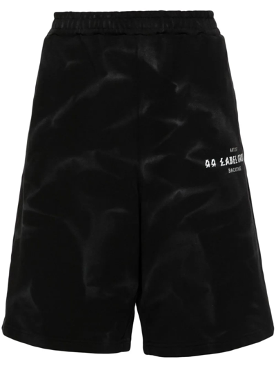 44 Label Group Logo-print Faded-effect Shorts In Black