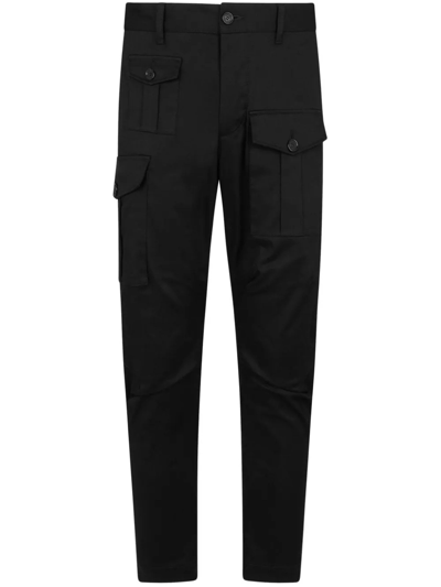 Dsquared2 Black Stretch-cotton Trousers