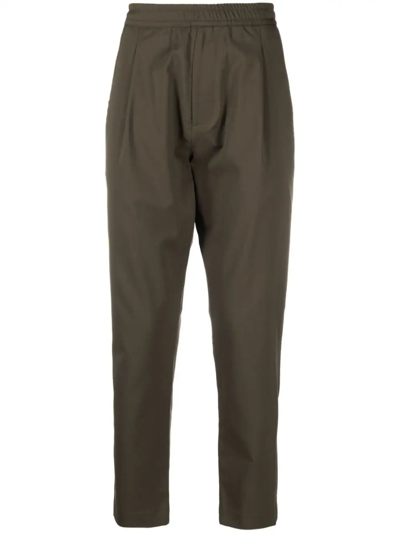 Low Brand Pleated Elasticated Tapered Trousers In Green