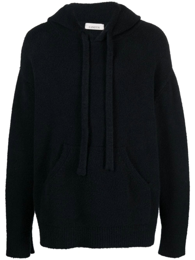 Laneus Wintercot Brushed-knit Hoodie In Black