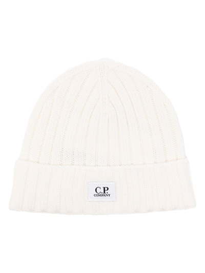 C.p. Company 标贴罗纹羊毛套头帽 In White