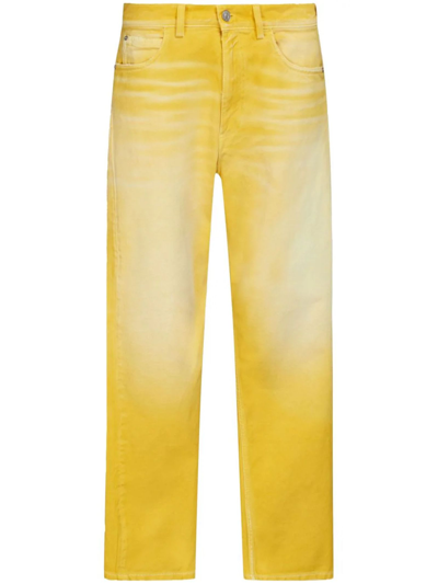 Marni Straight-leg Whiskering-effect Jeans In Yellow