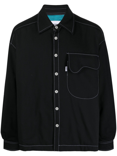 Bonsai Black Buttoned Shirt In Black Black